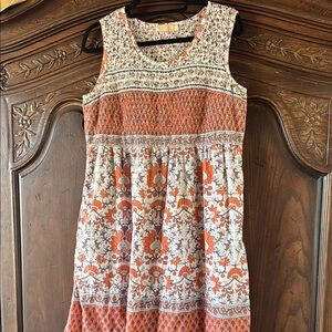 Floral Boho Sleeveless Cotton Midi Dress